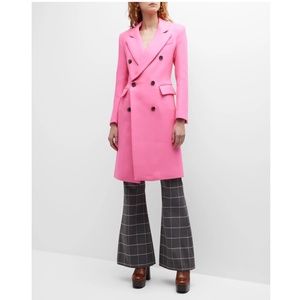 NWT $1195 Smythe DB Wool-Blend Peak-Lapel Overcoat in Hot Pink - size 10!